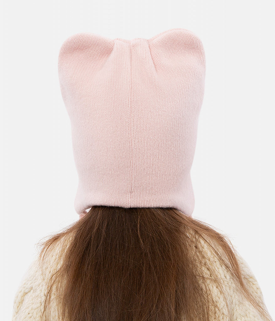 11325 Girls’ Winter Knit Hat with Cat Ears, Rhinestone Unicorn & Small Fur Pom-Poms | Size 52–54 cm | Ages 3–5 Years | Wool & Cashmere Blend | Cotton Lining