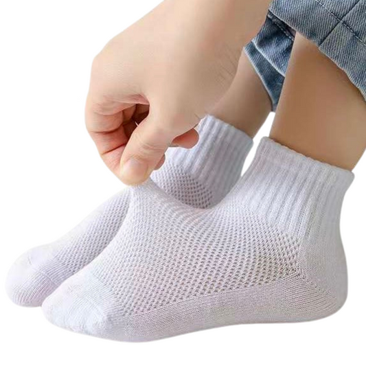 051 Unisex Kids' High-Cut Summer Cotton Socks – Lightweight, Breathable Mesh Cotton | 6 Pairs Pack | Ages 1–15 Years