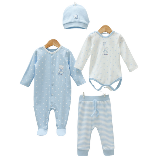 blue newborn set with hat