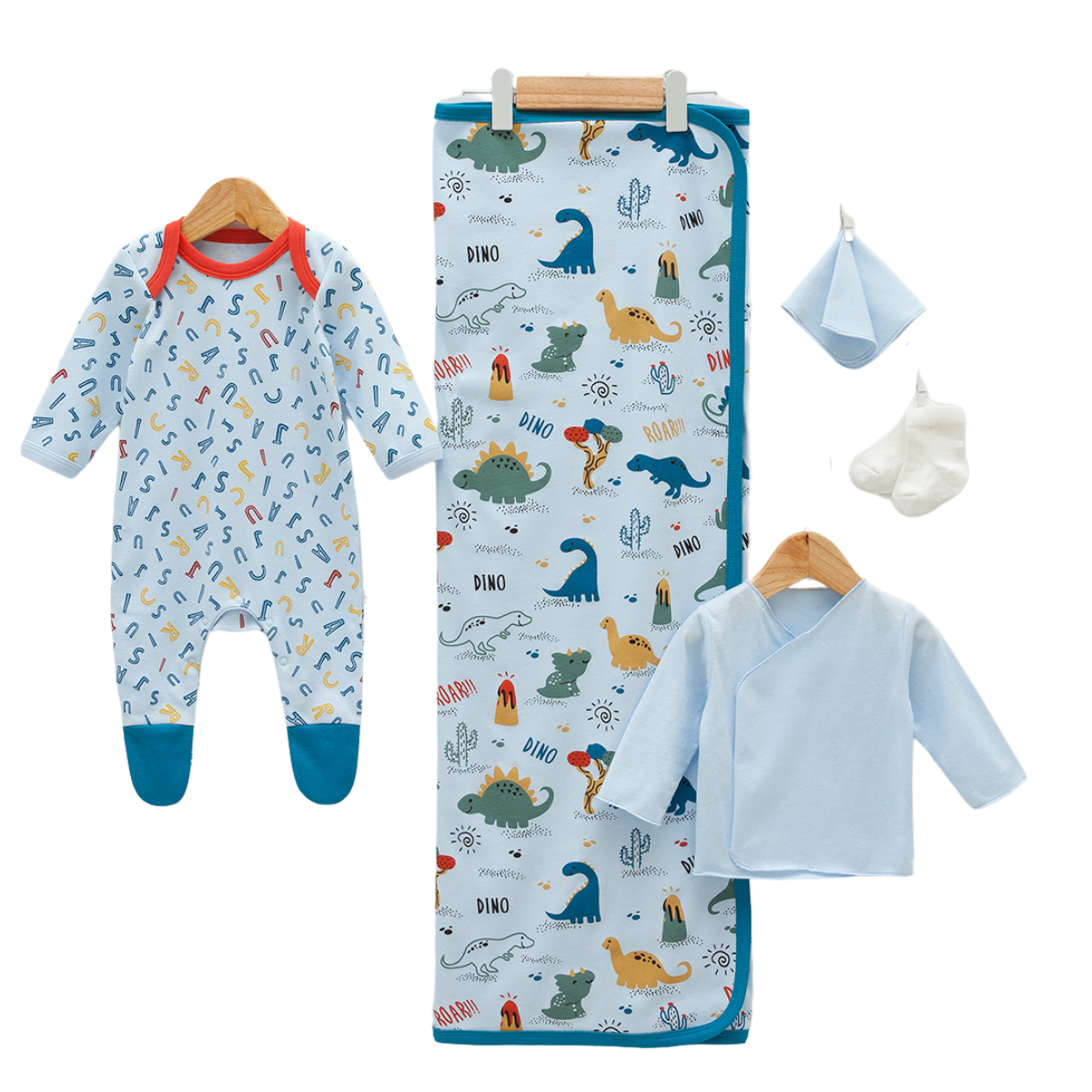 cotton blue newborn set