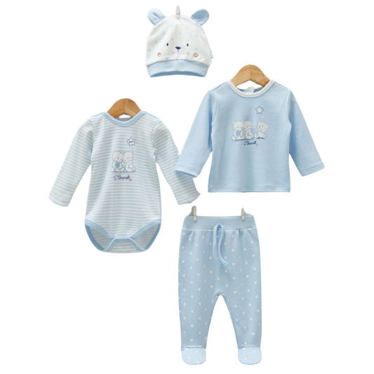 blue newborn set 4 items cotton