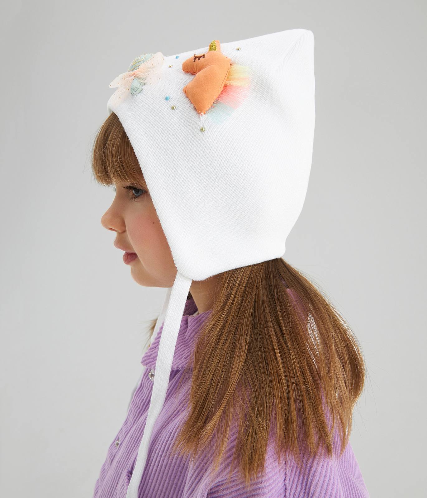 11715 Girls' Cotton Beanie with 3D Unicorn & Lollipop Appliqué 🎀 100% Cotton | Size 50–52 | Ages 18–36 Months | Spring & Autumn