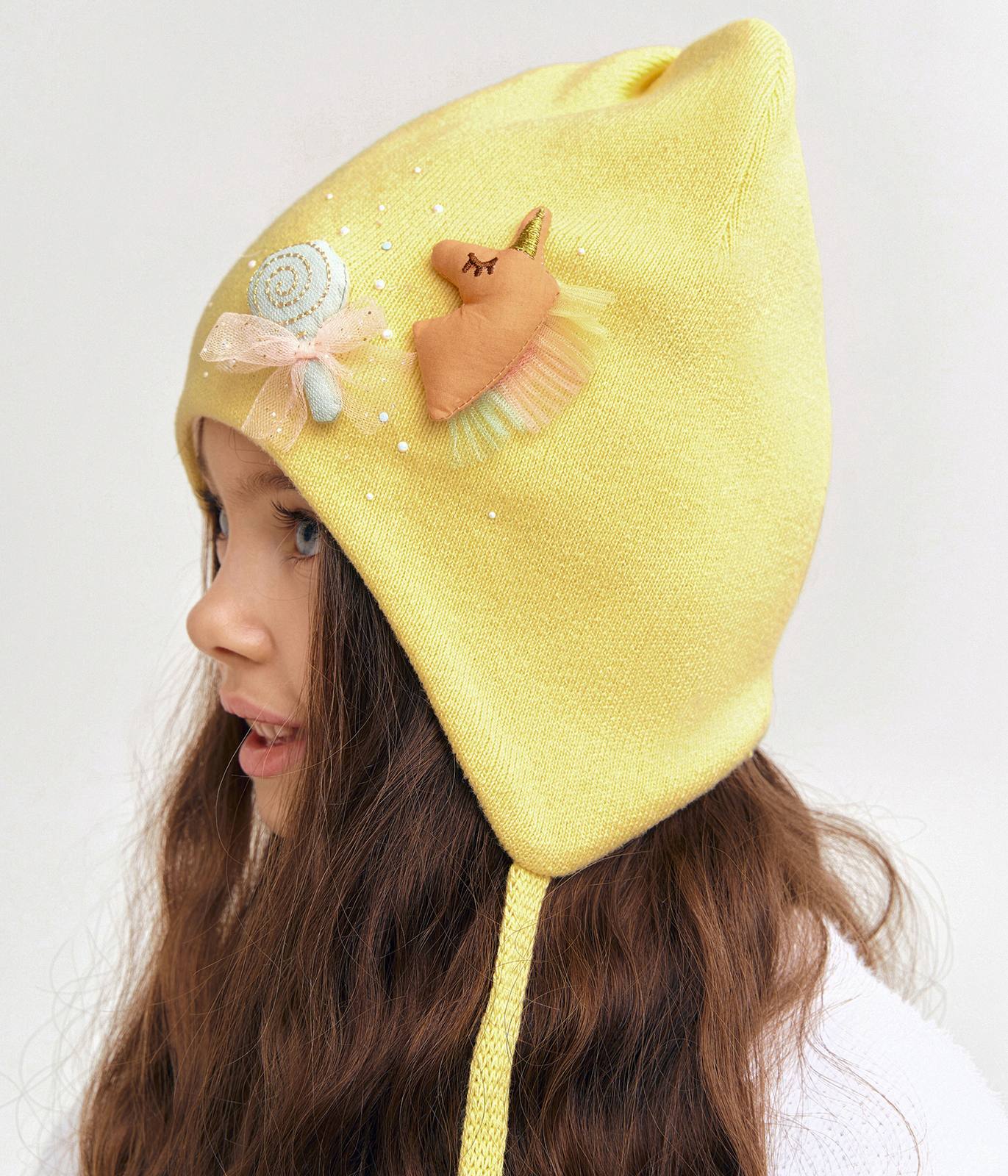 11715 Girls' Cotton Beanie with 3D Unicorn & Lollipop Appliqué 🎀 100% Cotton | Size 50–52 | Ages 18–36 Months | Spring & Autumn