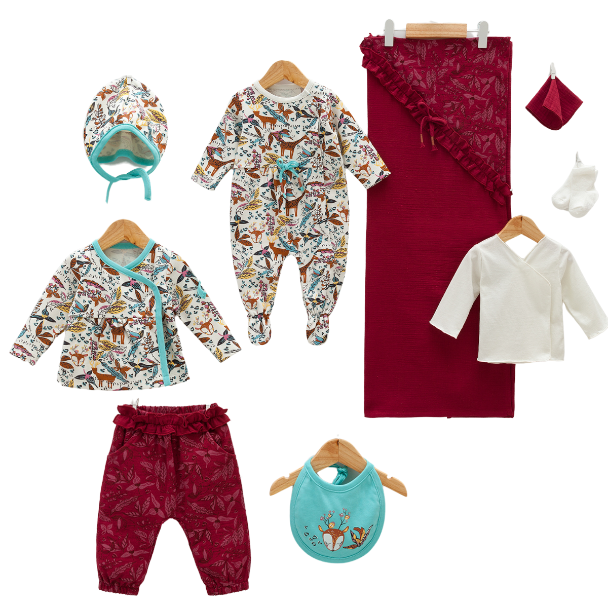colourful newborn set with blanket