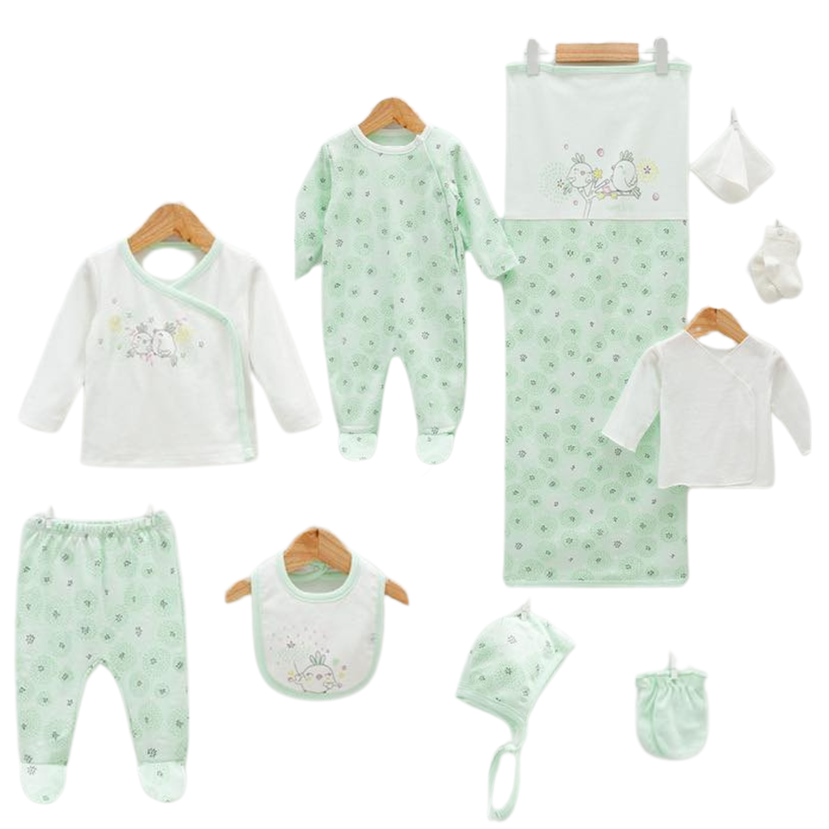 cotton set newborn mint green turkey soft