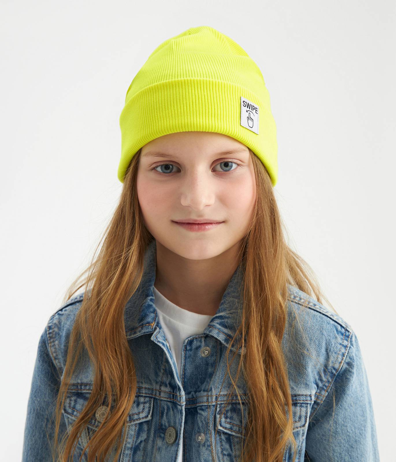 12049 Unisex Kids' Ribbed Cotton Beanie Hat with "Swipe" Patch | Spring & Fall | Ages 3–12