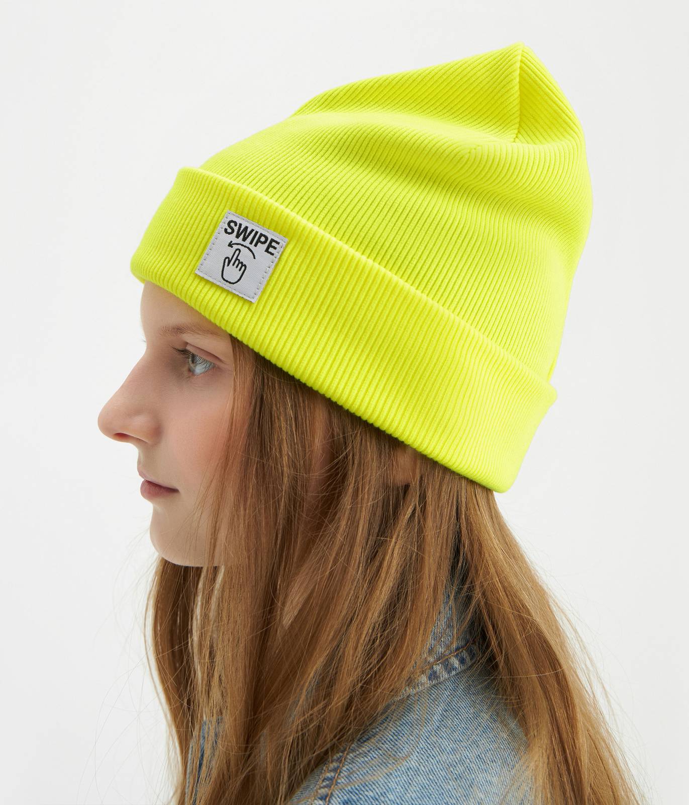 12049 Unisex Kids' Ribbed Cotton Beanie Hat with "Swipe" Patch | Spring & Fall | Ages 3–12