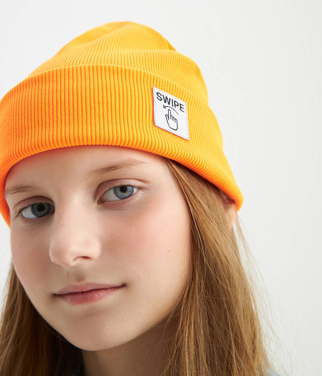 12049 Unisex Kids' Ribbed Cotton Beanie Hat with "Swipe" Patch | Spring & Fall | Ages 3–12