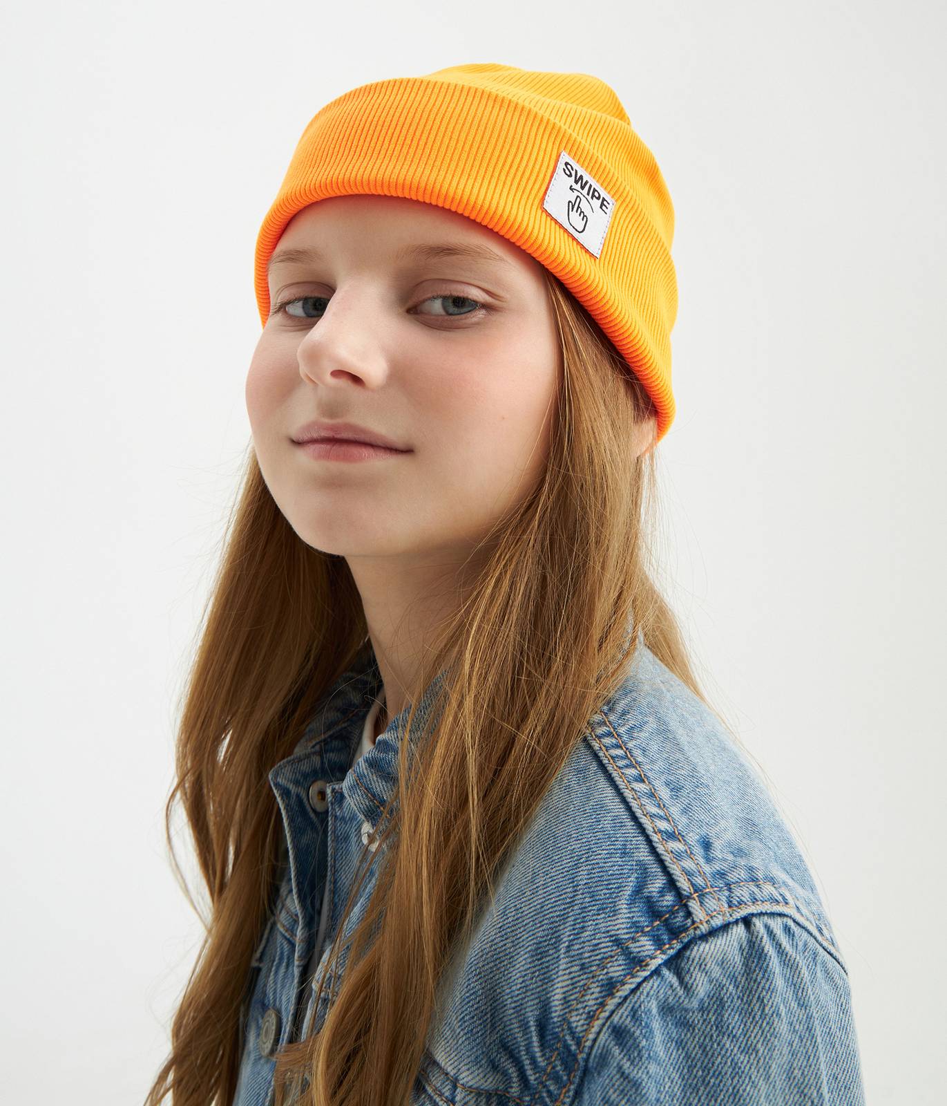 12049 Unisex Kids' Ribbed Cotton Beanie Hat with "Swipe" Patch | Spring & Fall | Ages 3–12