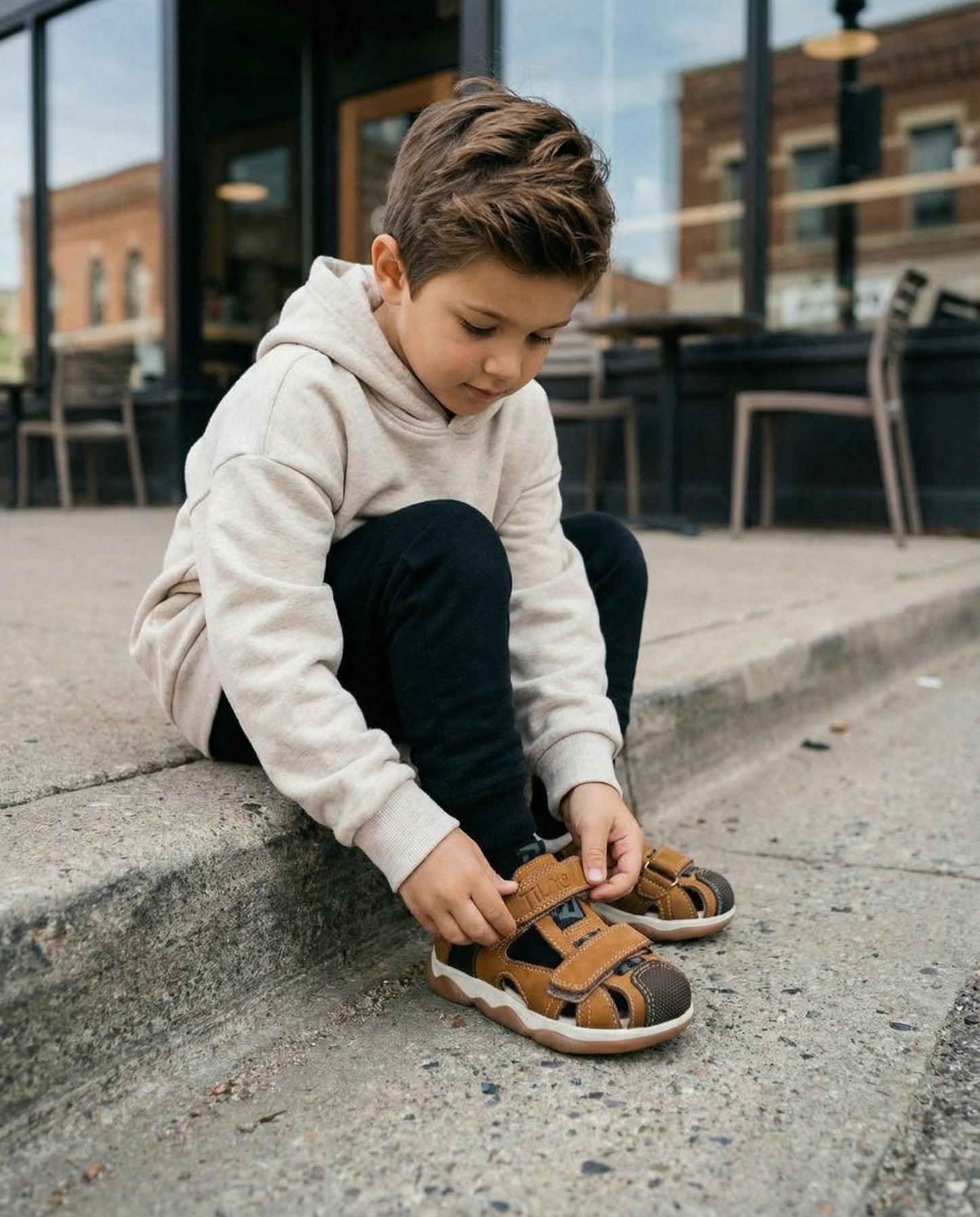 107 Tiflani Leather Anatomical Sandals for Boys | Closed Toe & Heel | Arch Support | Perfect Indoor Shoes for School or Daycare | Summer Shoes | 6 Colors | Sizes 21–30