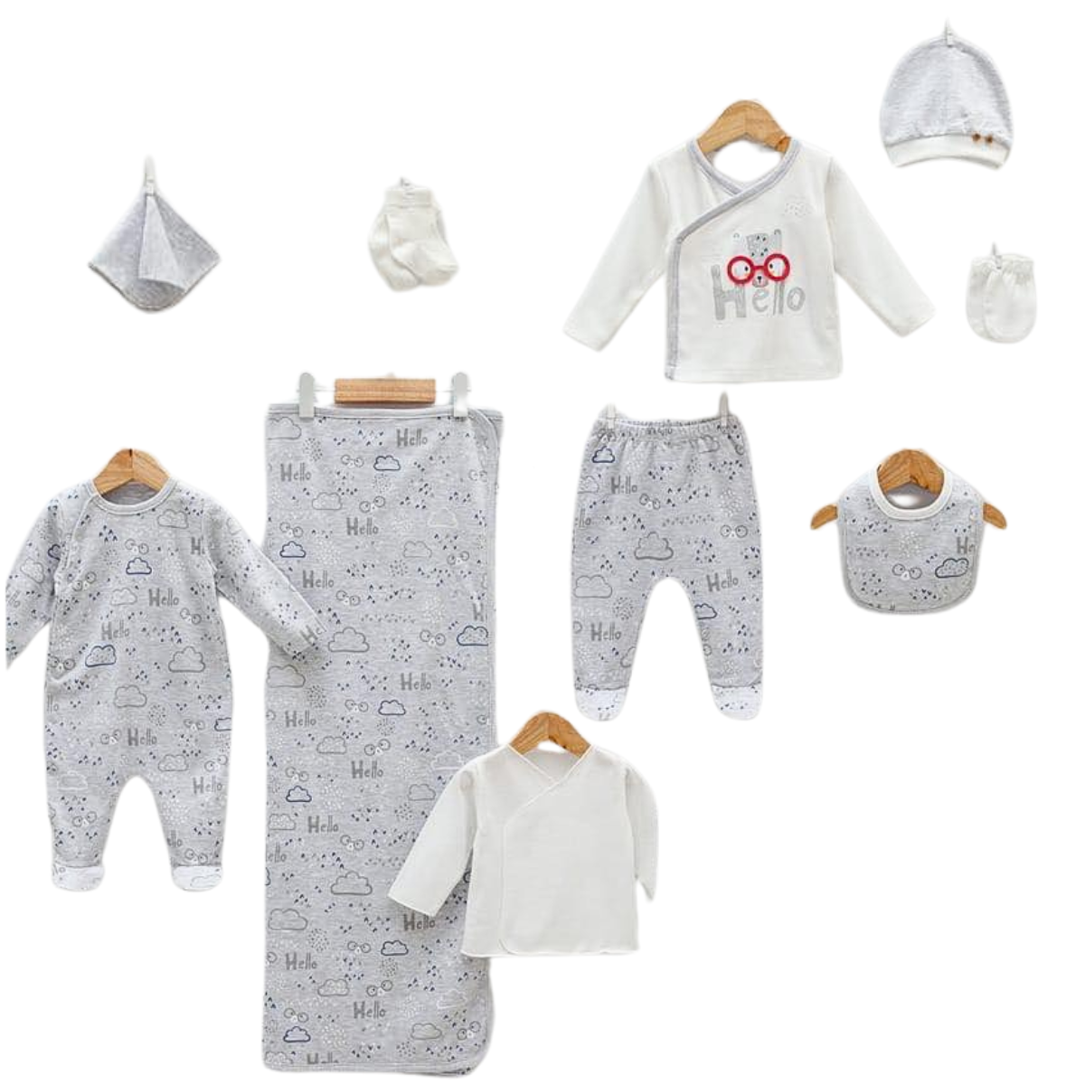newborn cotton set gray and white
