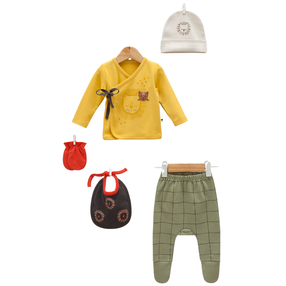 cotton boys newborn set yellow
