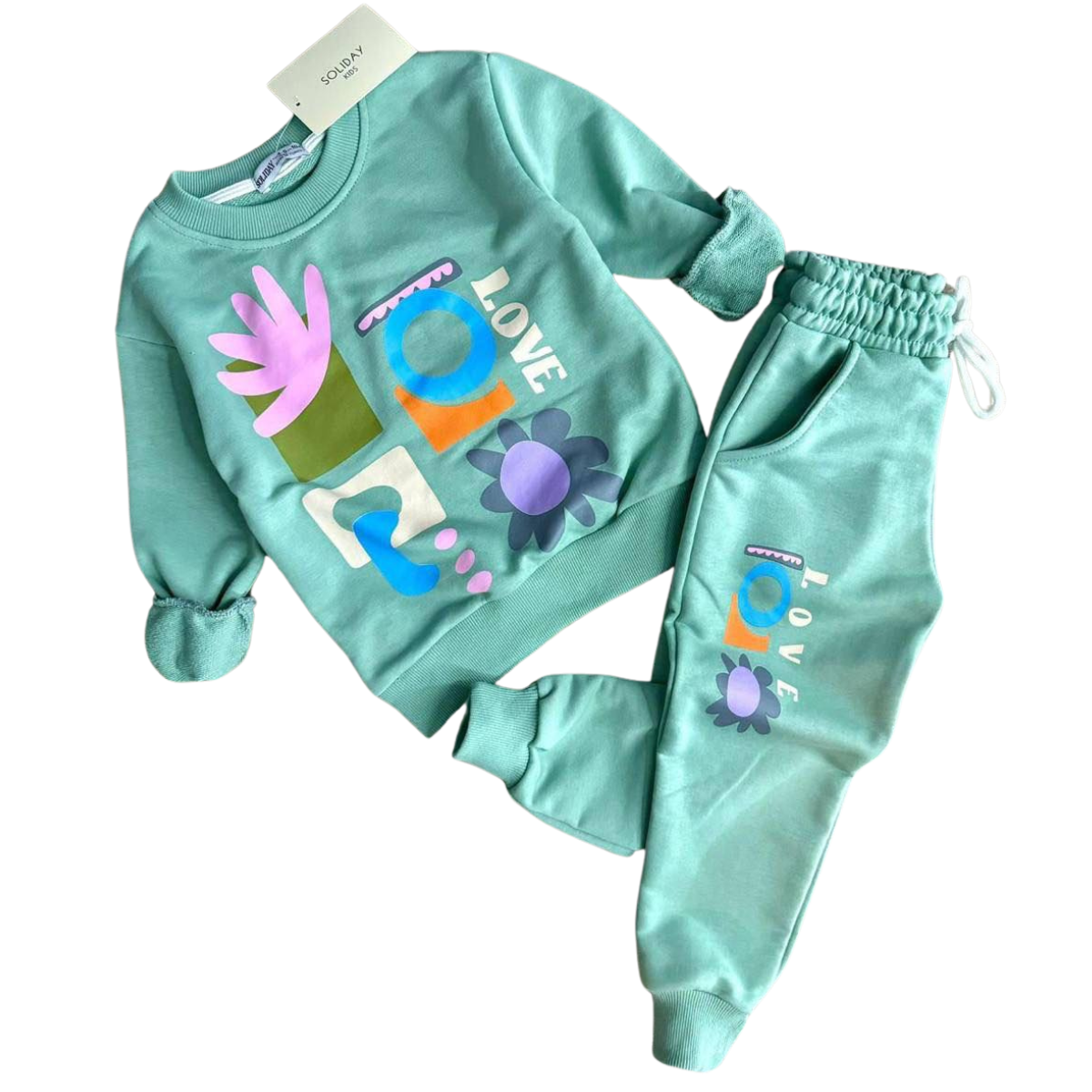 Unisex kids' cotton tracksuit – soft and breathable set with a cozy sweatshirt and matching pants, perfect for play, sports, and everyday wear. Made in Turkey.
