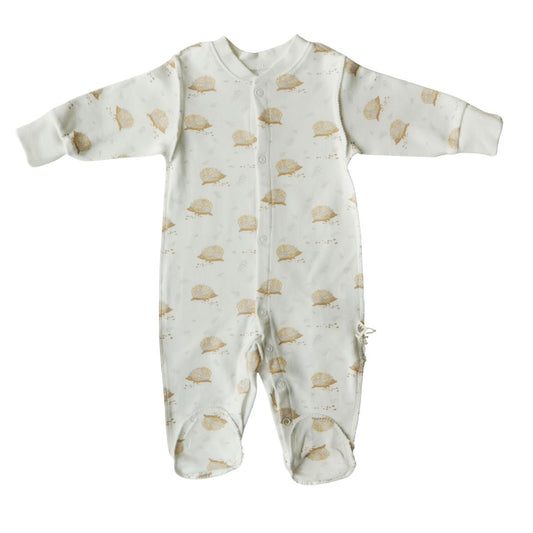 3042 Unisex Newborn Footed Romper – 100% Cotton, External Seams, Built-in Mittens, Snaps Closure | Cute Prints | Autumn-Spring | 0-3 Months | Made in Turkey